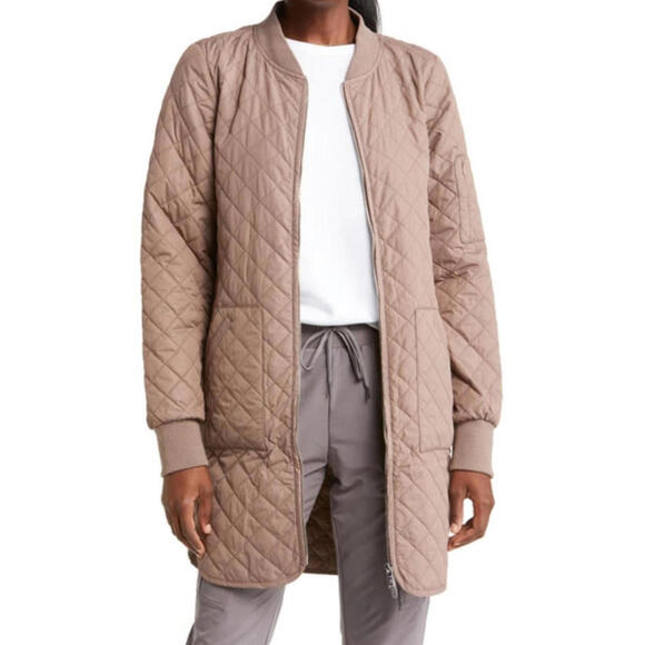 NEW, Zella Longline Water Resistant Quilted Bomber Jacket SZ S #C4540 - Picture 1 of 7